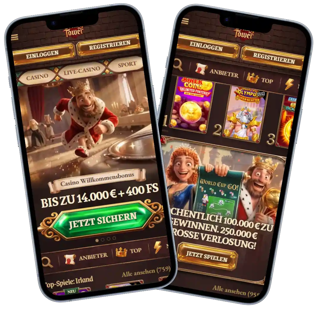 Crazytower Casino Startseite und Benutzeroberfläche