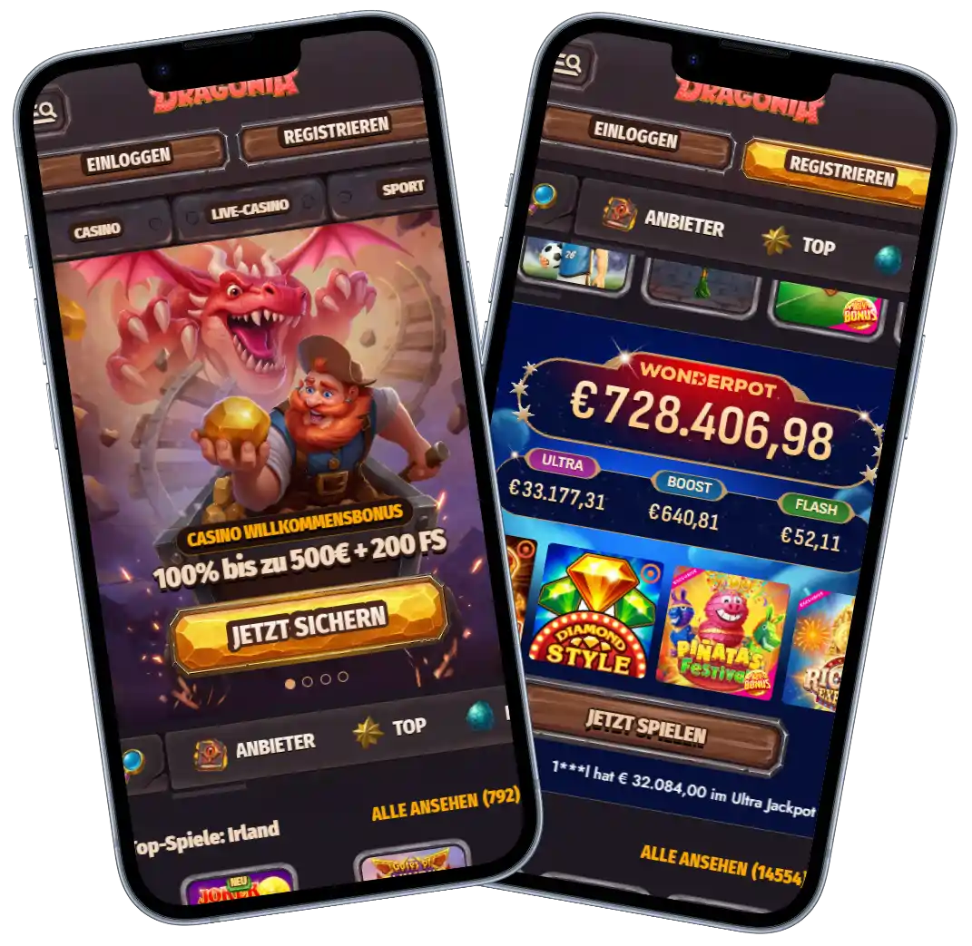 Dragonia Casino Startseite und Benutzeroberfläche