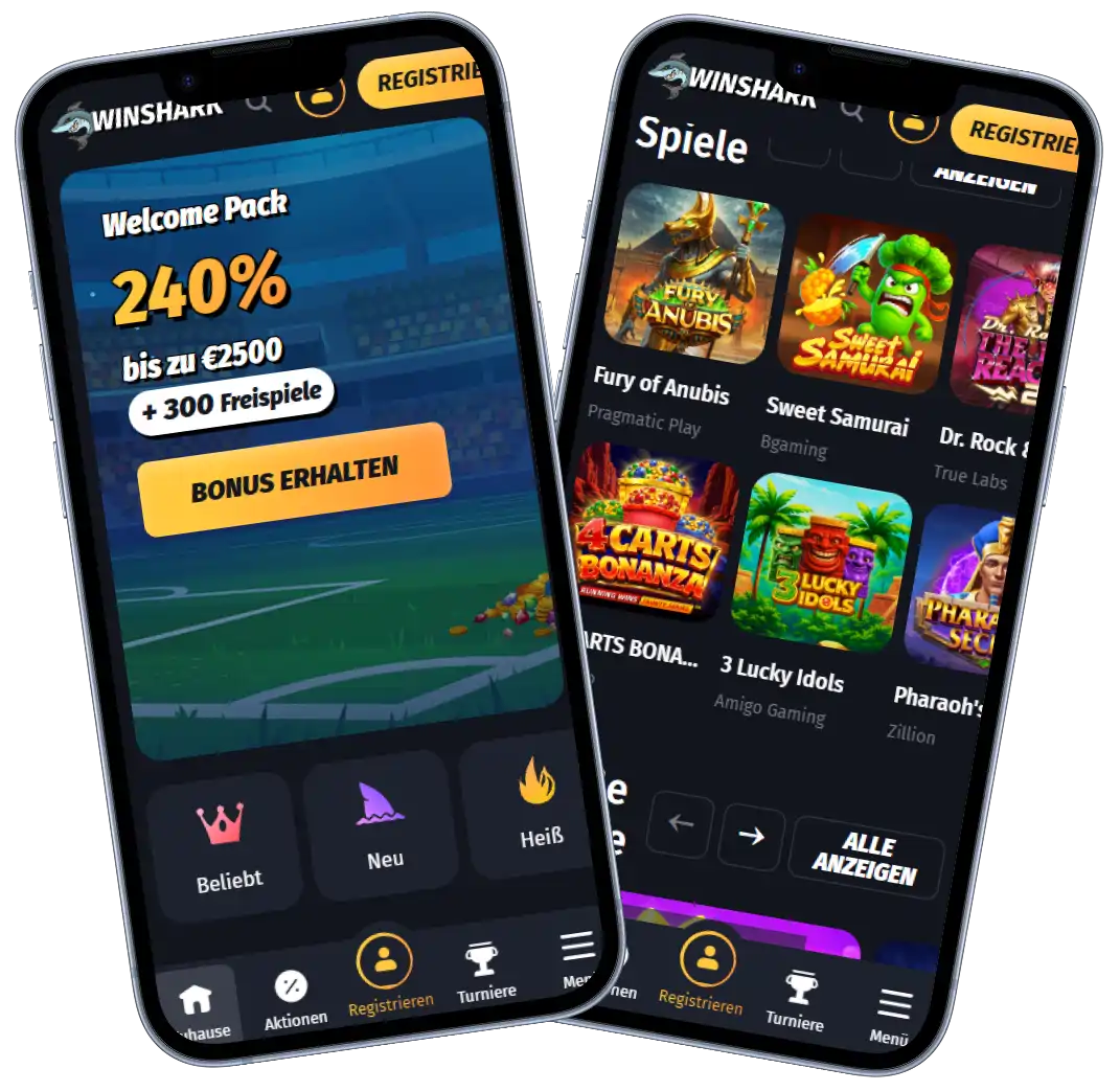 Winshark Casino Startseite und Benutzeroberfläche
